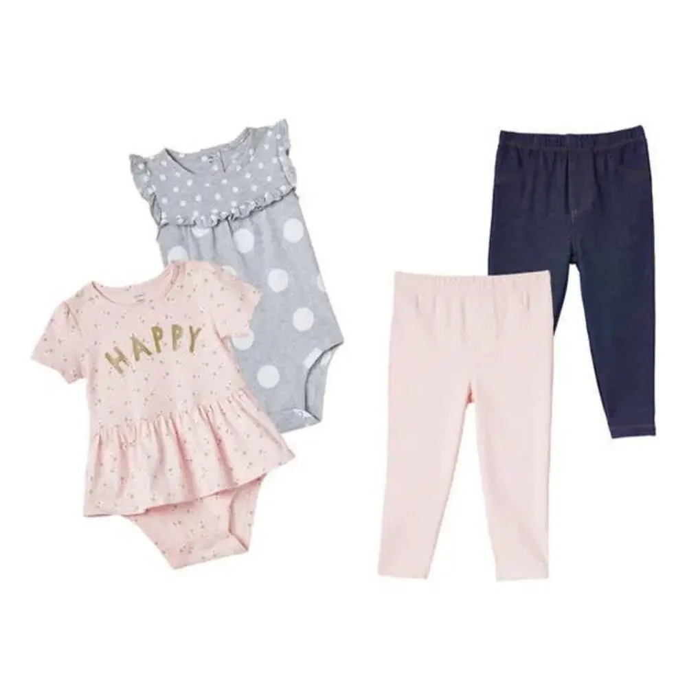Carters Baby Girls 4 Piece Set Happy Pink Size 3 Months NEW